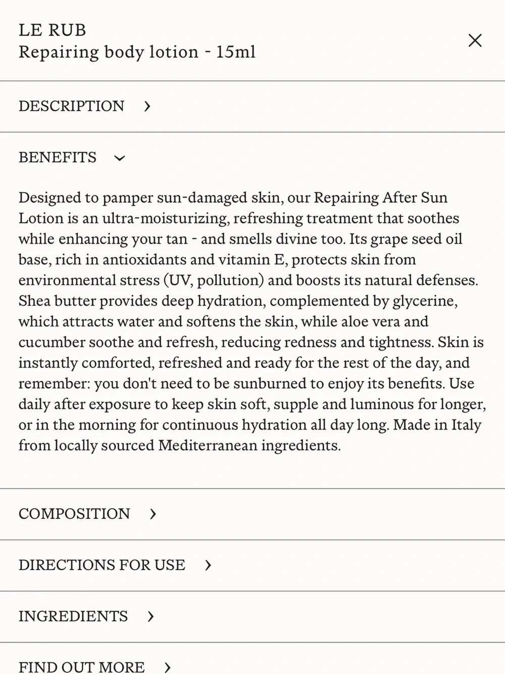 Le Rub Repairing body lotion - 15ml